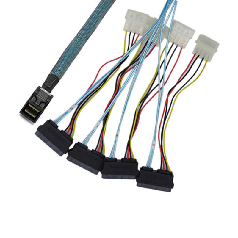 Mini-SAS-SFF-8643-to-(4)-29pin-Internal-SFF-8482-கனெக்டர்கள்-வித்-SATA-Power2